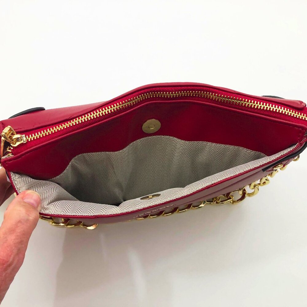 Jen & Co. Britt Vegan Puffer Crossbody Bag Red 11x8x2 inches - Picture 6 of 8